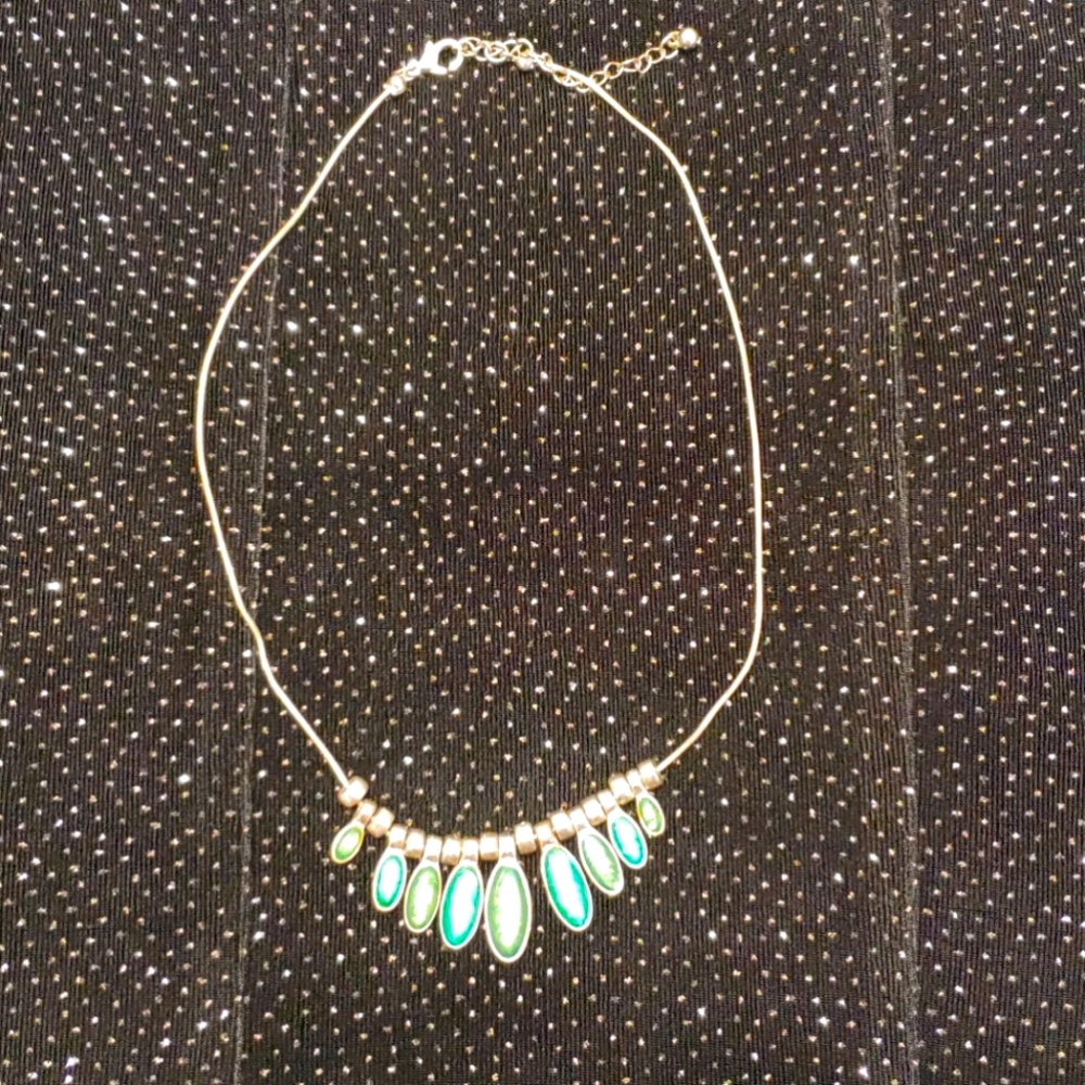 Teal and silver Necklace